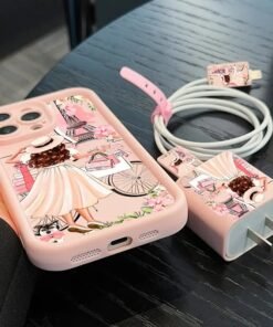 Coque iPhone 13 + accessoires – Style Parisien Rose Girly