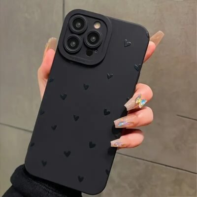 for iPhone 16  couque black heart
