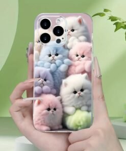 for iPhone 13 reative colorful cute kitten pattern personality trendy hot-selling male and female transparent mobile phone case comfortable grip